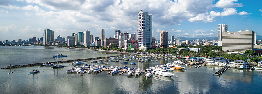 Manila, Luzon Island, the Philippines, Aerial View of Port of Manila and Manila Bay